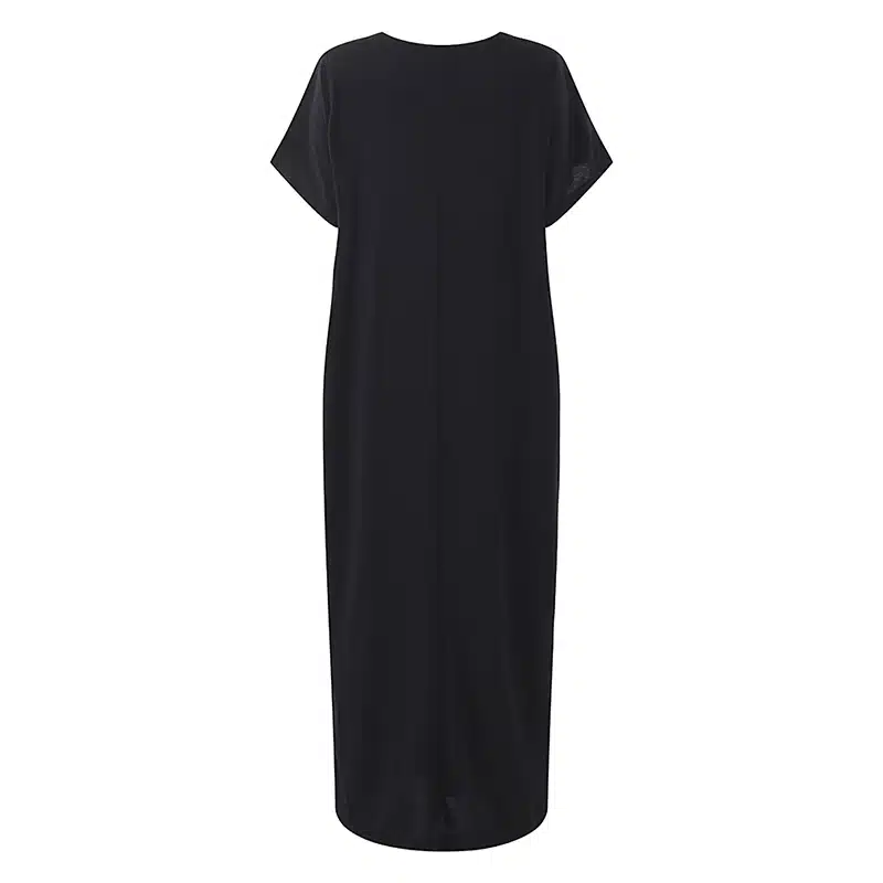 2018 Womens Summer Round Neck Short Sleeves Loose Casual Party Solid Maxi Long Dress Kaftan Vestido S-XL 20