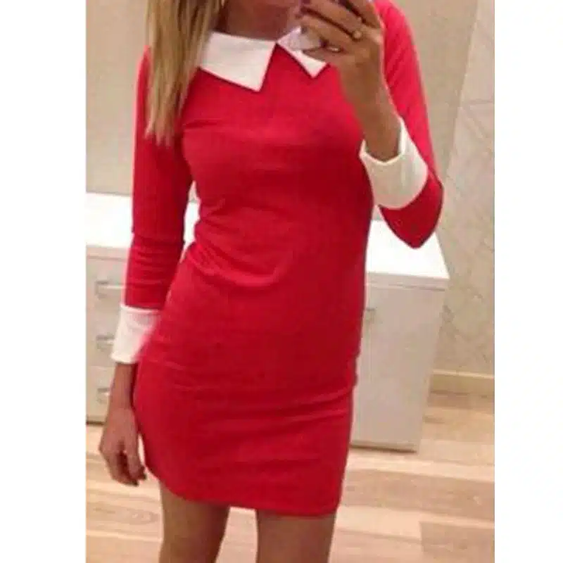 Women Dress 2017 Fashion WomenTurn-down Collar Slim Casual Dresses Elegant Blue Dress Feminine Vestido QAF019LMXC 2