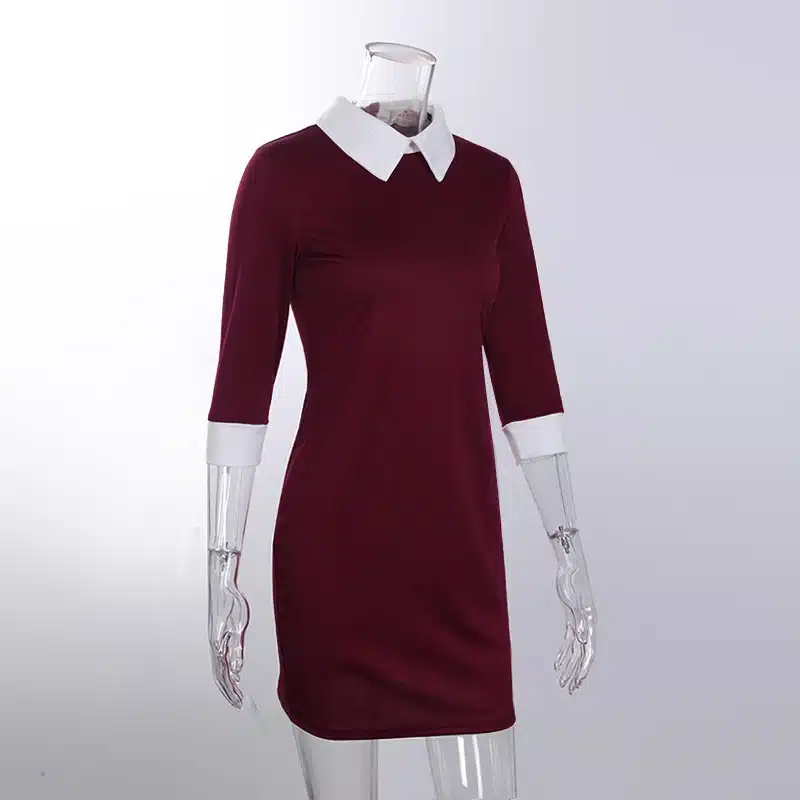 Women Dress 2017 Fashion WomenTurn-down Collar Slim Casual Dresses Elegant Blue Dress Feminine Vestido QAF019LMXC 6