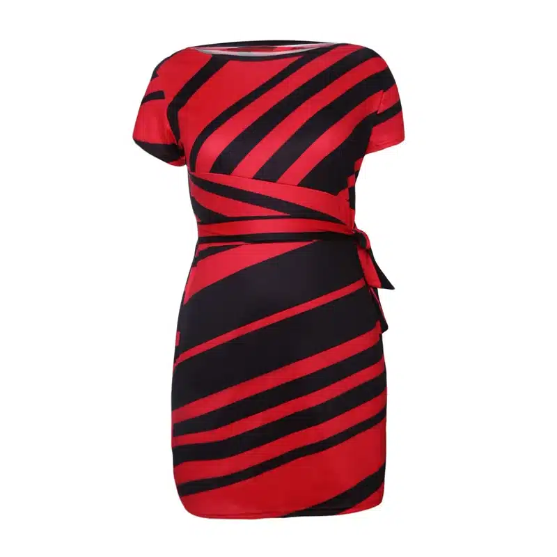 Liva Girl Women 2018 Autumn Casual Pencil Dress Party Red/Black/Navy White Striped Dresses Belted Bow Elegant Office Work Dress 7