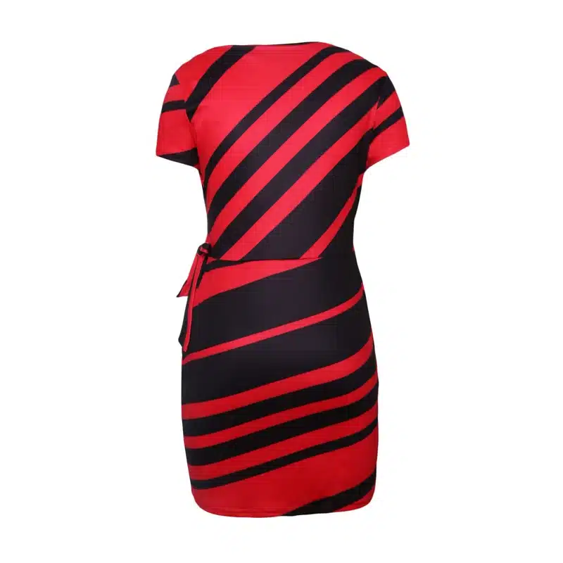 Liva Girl Women 2018 Autumn Casual Pencil Dress Party Red/Black/Navy White Striped Dresses Belted Bow Elegant Office Work Dress 8