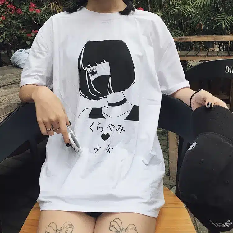 Harajuku Japanese Women Cartoon Tees Tops Unique Graphic Short Sleeves T-Shirt White Tees Kawaii Cute Cotton Shirt Drop Shipping 13