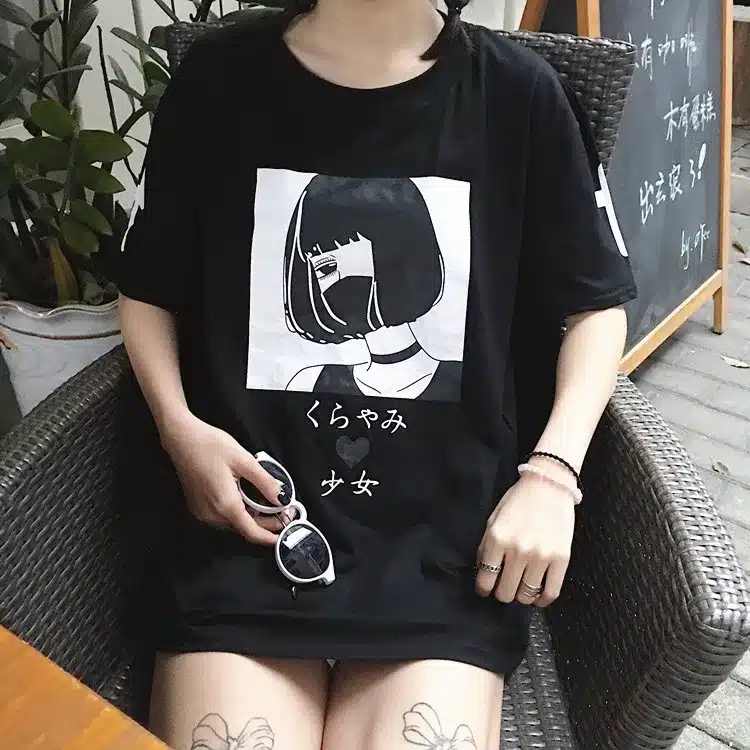 Harajuku Japanese Women Cartoon Tees Tops Unique Graphic Short Sleeves T-Shirt White Tees Kawaii Cute Cotton Shirt Drop Shipping 19