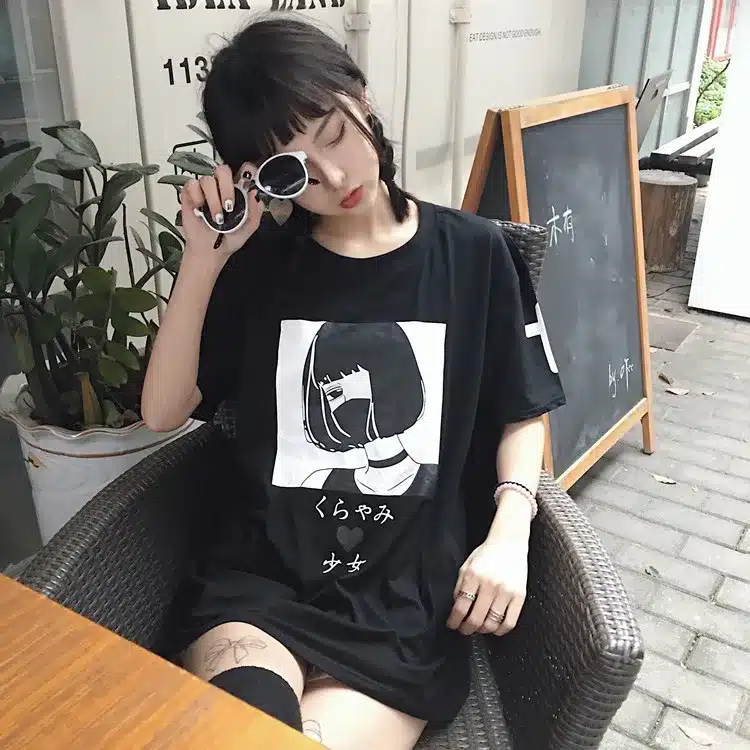 Harajuku Japanese Women Cartoon Tees Tops Unique Graphic Short Sleeves T-Shirt White Tees Kawaii Cute Cotton Shirt Drop Shipping 21