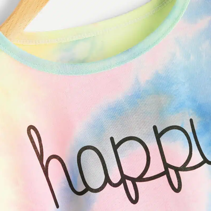 ROMWE Happy Rainbow Pastel Tie Dye T-Shirt,Women Letter Print Tee,Beach-to-Bar,Night Club Party Short Crop T-shirts,2017 Summer 16
