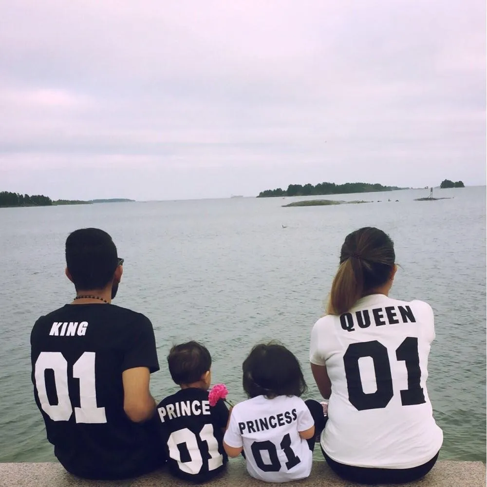 BKLD New 100% Cotton Matching T shirt King 07 Queen 07 Prince Princess Letter Print Shirts,Casual Men/Women Lovers Tops Newborn 10