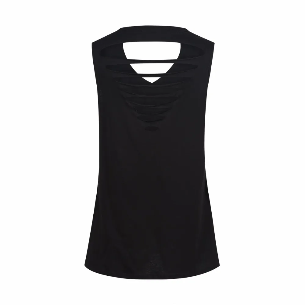 Kissmilk 2017 Women Clothing Plus Size Chocker Sleeveless Top Tee Back Cut Out Graphic Print Big Size T-shirt 3XL-7XL 14