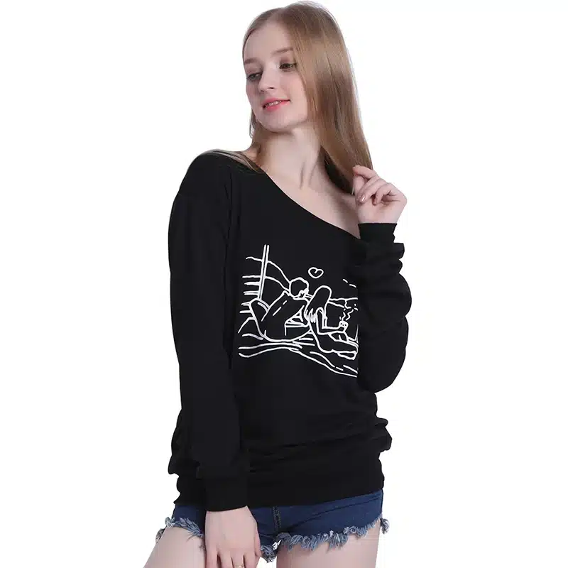 Skeleton T Shirt Women Sexy Off The Shoulder Tops Blusa Black Punk Long Sleeve T-shirt 2017 Poleras De Mujer LF03 44