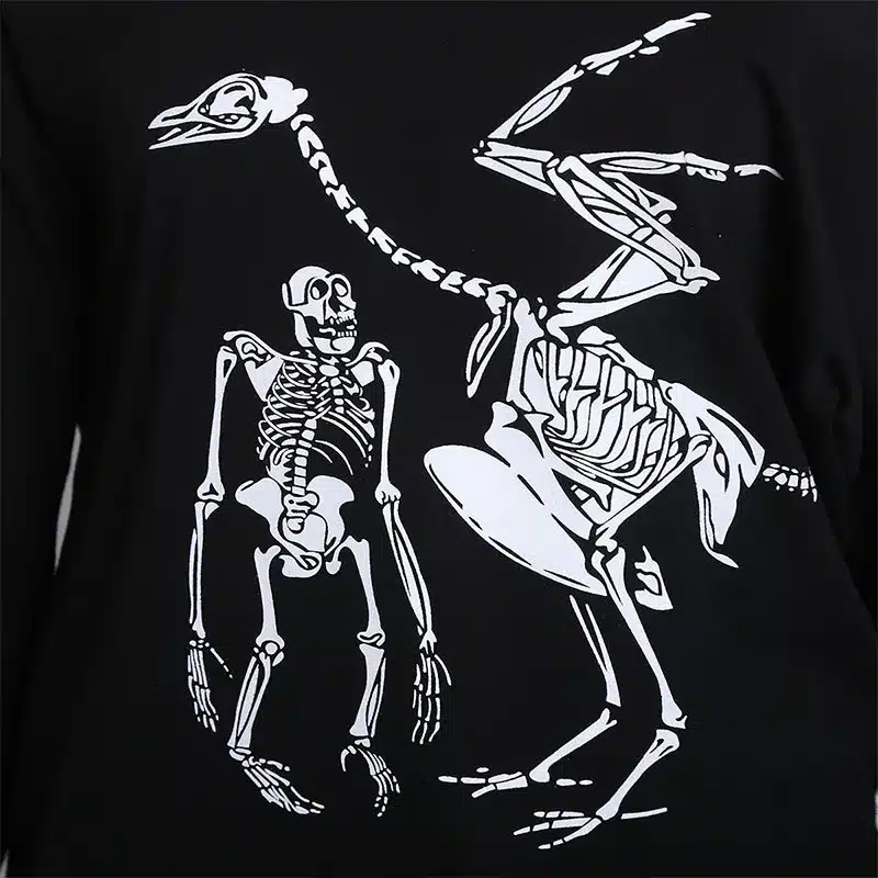 Skeleton T Shirt Women Sexy Off The Shoulder Tops Blusa Black Punk Long Sleeve T-shirt 2017 Poleras De Mujer LF03 53