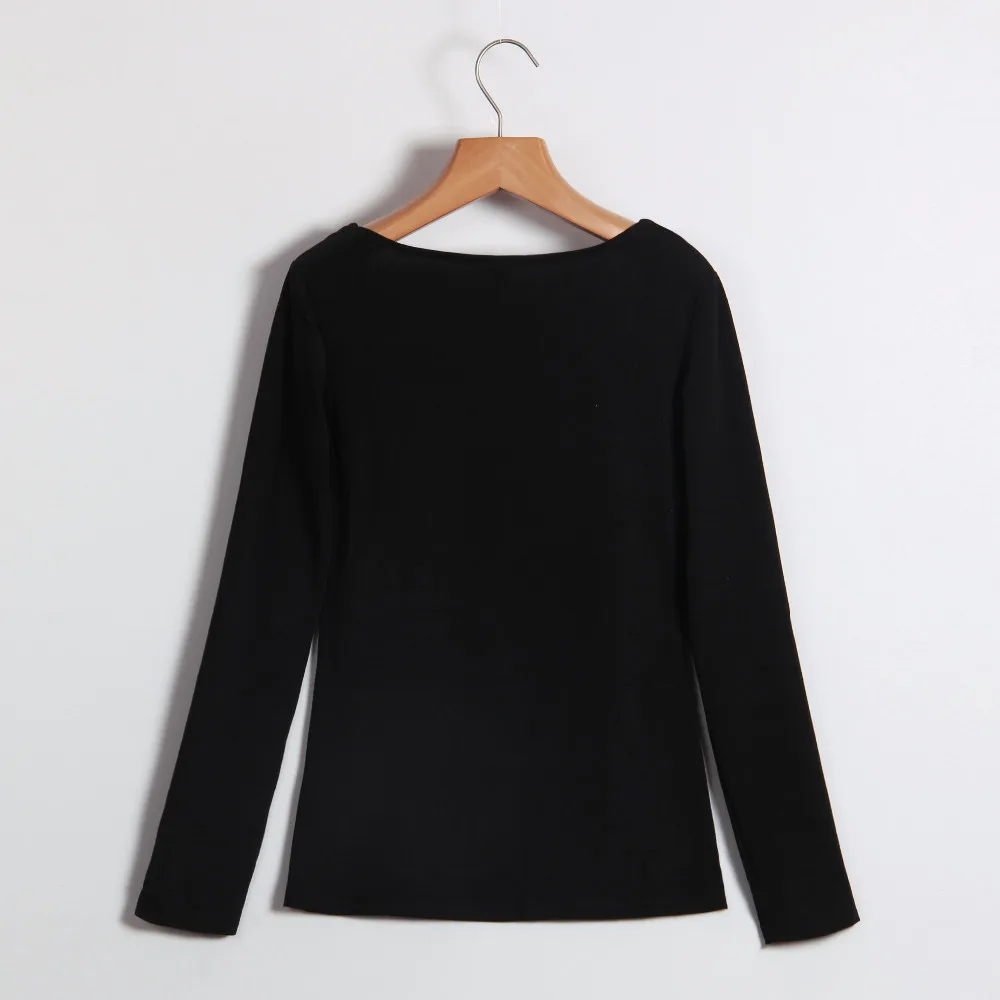 Women T shirt Long Sleeve Hollow Out Spaghetti Strap Slim Long Sleeve Tops Tees Bandage T Shirts Femme Blusas LJ4515E 13