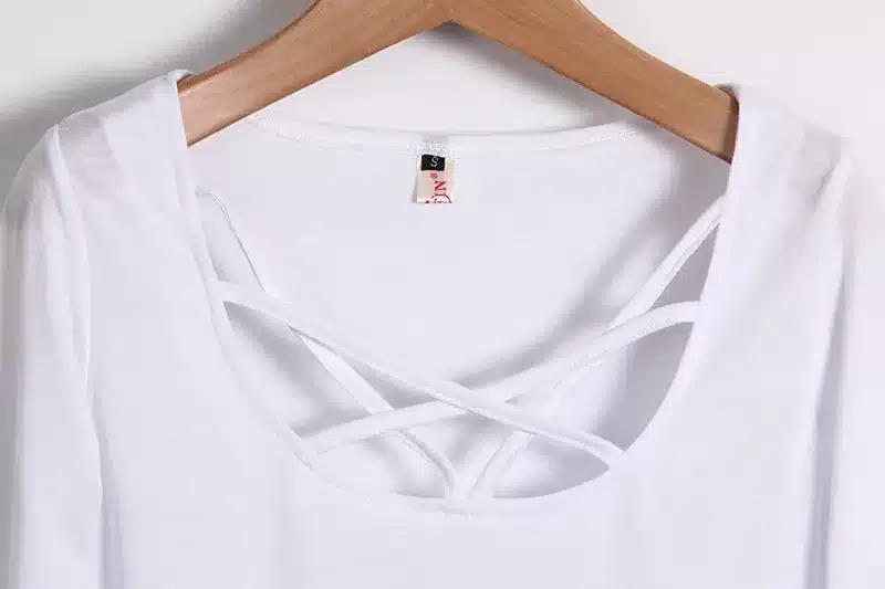 Women T shirt Long Sleeve Hollow Out Spaghetti Strap Slim Long Sleeve Tops Tees Bandage T Shirts Femme Blusas LJ4515E 19