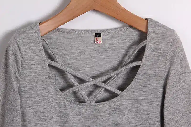 Women T shirt Long Sleeve Hollow Out Spaghetti Strap Slim Long Sleeve Tops Tees Bandage T Shirts Femme Blusas LJ4515E 21