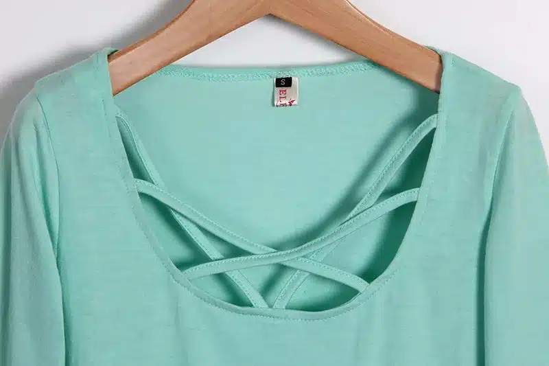 Women T shirt Long Sleeve Hollow Out Spaghetti Strap Slim Long Sleeve Tops Tees Bandage T Shirts Femme Blusas LJ4515E 23