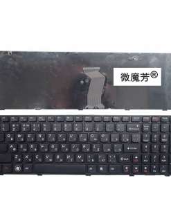 Klaviatuur sülearvutile - Lenovo G580 Z580A G585 Z585 V580 G590 Z580. Must värv, kompaktne disain ja täpne kontrastne klahvistik hallil taustal.