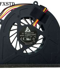 Jahuti - Lenovo G470 G470A G470AH G570 G475AX G475, mustast plastikust ventilaator harjadevaba disainiga ja värviliste juhtmetega, asub neutraalsel taustal.