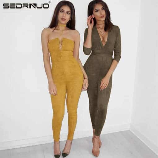 Liibuv jumpsuit sügava dekolteega