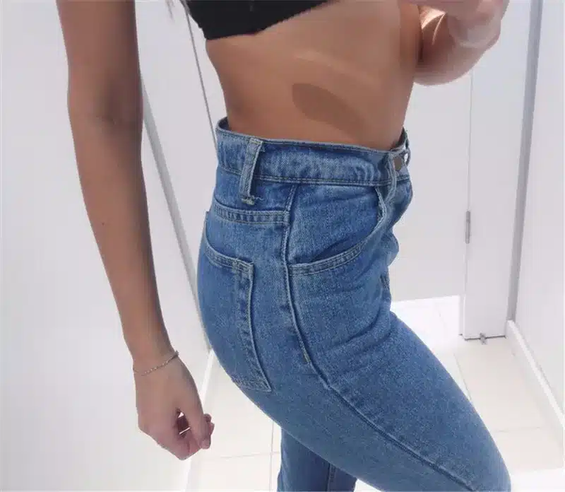 GCAROL Euro Style Classic Women High Waist Denim Jeans Vintage Slim Mom Style Pencil Jeans High Quality Denim Pants For 4 Season 29