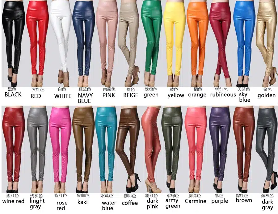 2017 Thicken Winter PU Leather women pants high waist elastic fleece stretch Slim woman pencil pants skinny trousers 25 colors 2