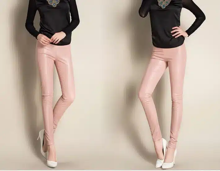 2017 Thicken Winter PU Leather women pants high waist elastic fleece stretch Slim woman pencil pants skinny trousers 25 colors 8