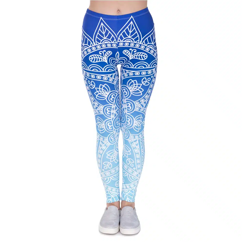Zohra High Quality Women Legins Mandala Ombre Blue Printing Legging Fashion Casual High Waist Woman Leggings 9