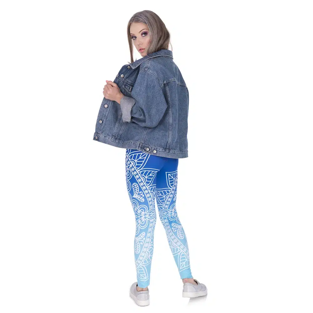 Zohra High Quality Women Legins Mandala Ombre Blue Printing Legging Fashion Casual High Waist Woman Leggings 28