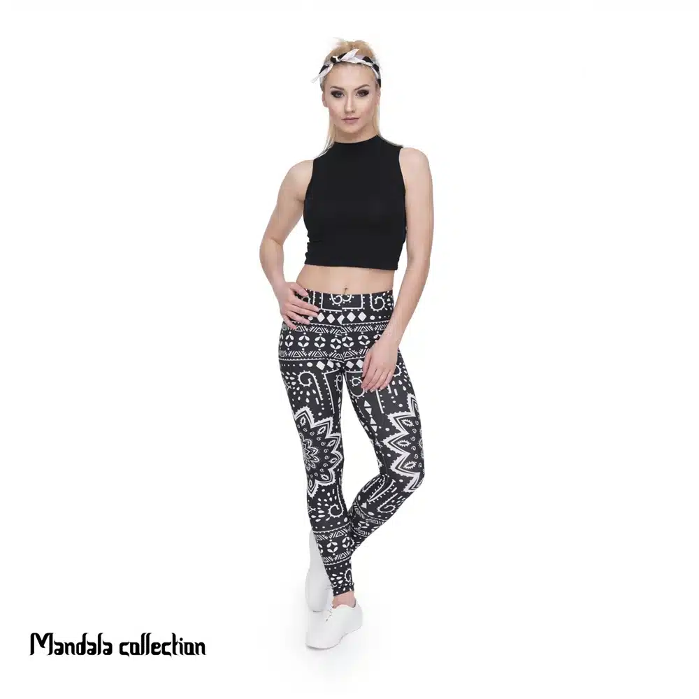 Zohra High Quality Women Legins Mandala Ombre Blue Printing Legging Fashion Casual High Waist Woman Leggings 34