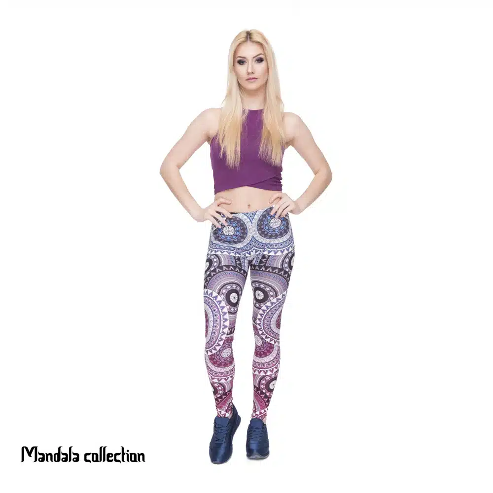 Zohra High Quality Women Legins Mandala Ombre Blue Printing Legging Fashion Casual High Waist Woman Leggings 36