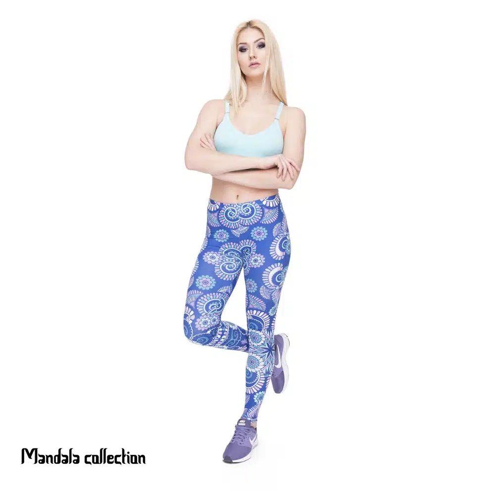 Zohra High Quality Women Legins Mandala Ombre Blue Printing Legging Fashion Casual High Waist Woman Leggings 38