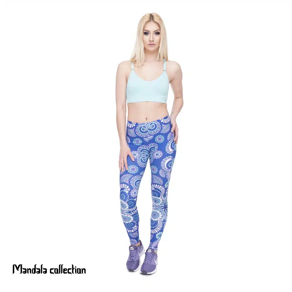 Zohra High Quality Women Legins Mandala Ombre Blue Printing Legging Fashion Casual High Waist Woman Leggings 39