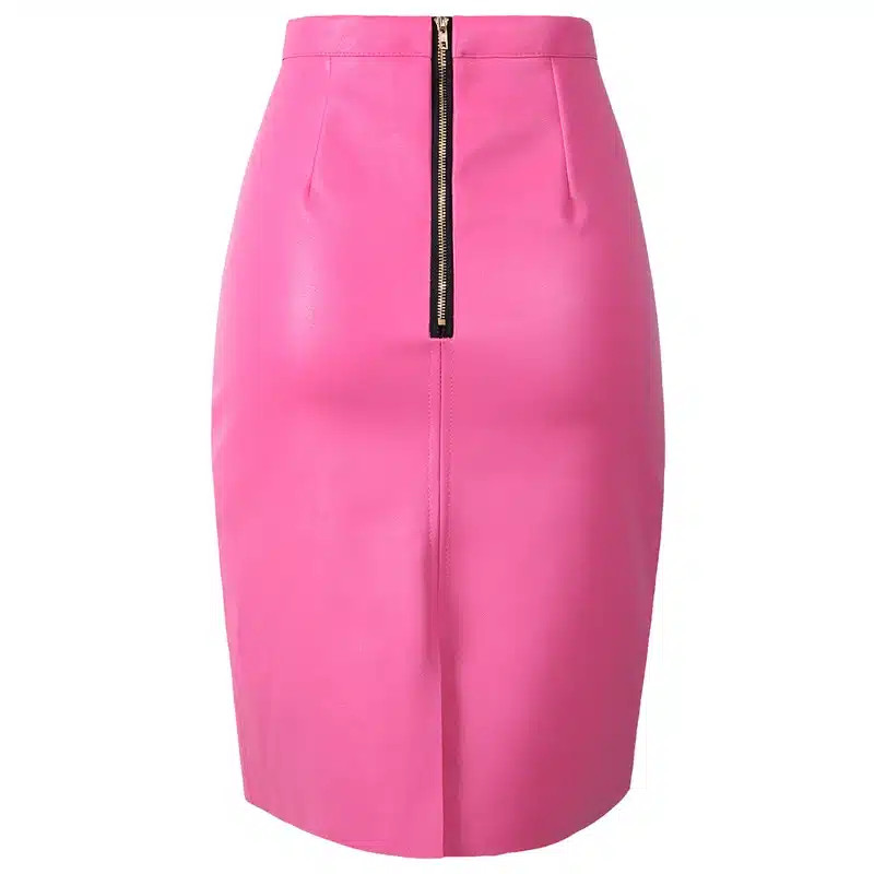 Neophil 2017 Sexy Faux Fur Leather Pu High Waist Midi Women Pencil Skirts Pink Office Wrap Bodycon Short Girls Tutu Saia S08019 18