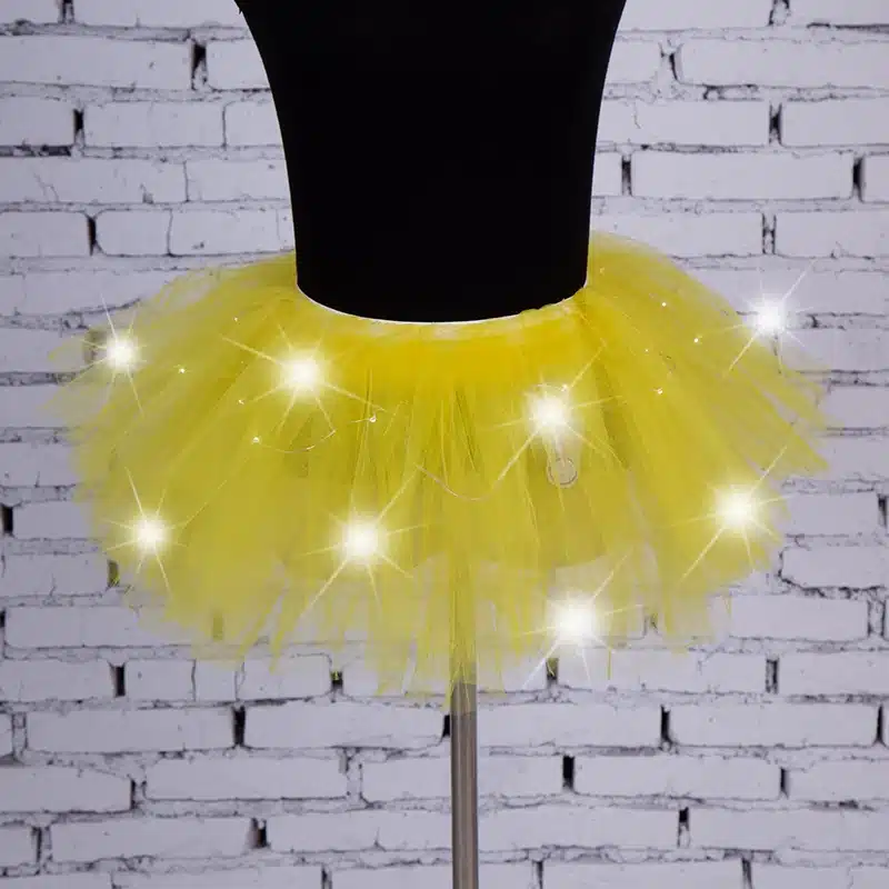 2018 Voile Solid Organza Fashion Dance Led Tutu Mini Skirt Up Neon Fancy Rainbow Costume Adult Light Corset Saia 2