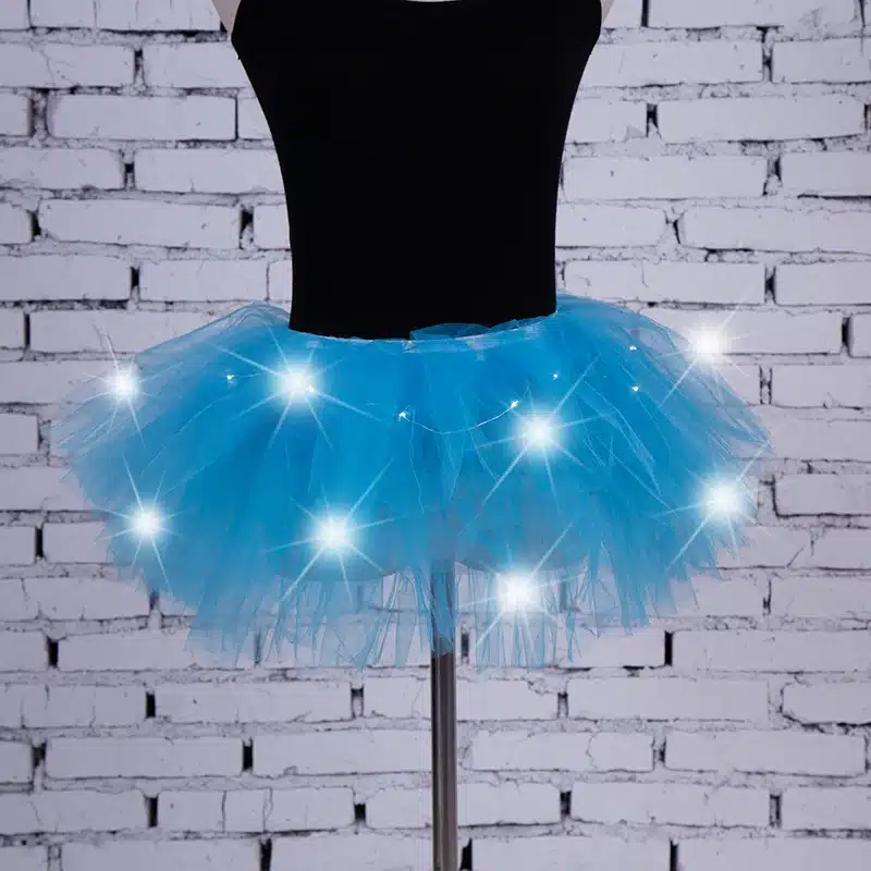 2018 Voile Solid Organza Fashion Dance Led Tutu Mini Skirt Up Neon Fancy Rainbow Costume Adult Light Corset Saia 4