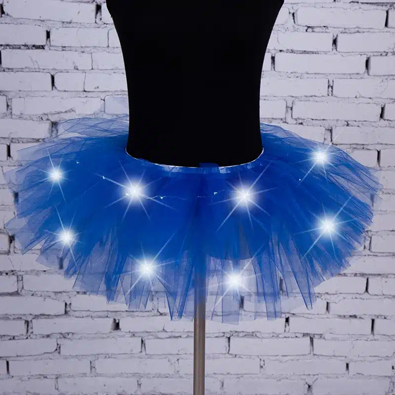 2018 Voile Solid Organza Fashion Dance Led Tutu Mini Skirt Up Neon Fancy Rainbow Costume Adult Light Corset Saia 5