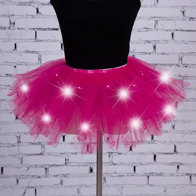 2018 Voile Solid Organza Fashion Dance Led Tutu Mini Skirt Up Neon Fancy Rainbow Costume Adult Light Corset Saia 8