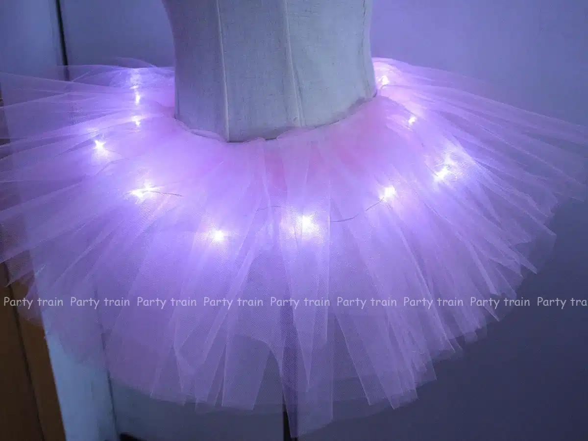 2018 Voile Solid Organza Fashion Dance Led Tutu Mini Skirt Up Neon Fancy Rainbow Costume Adult Light Corset Saia 14