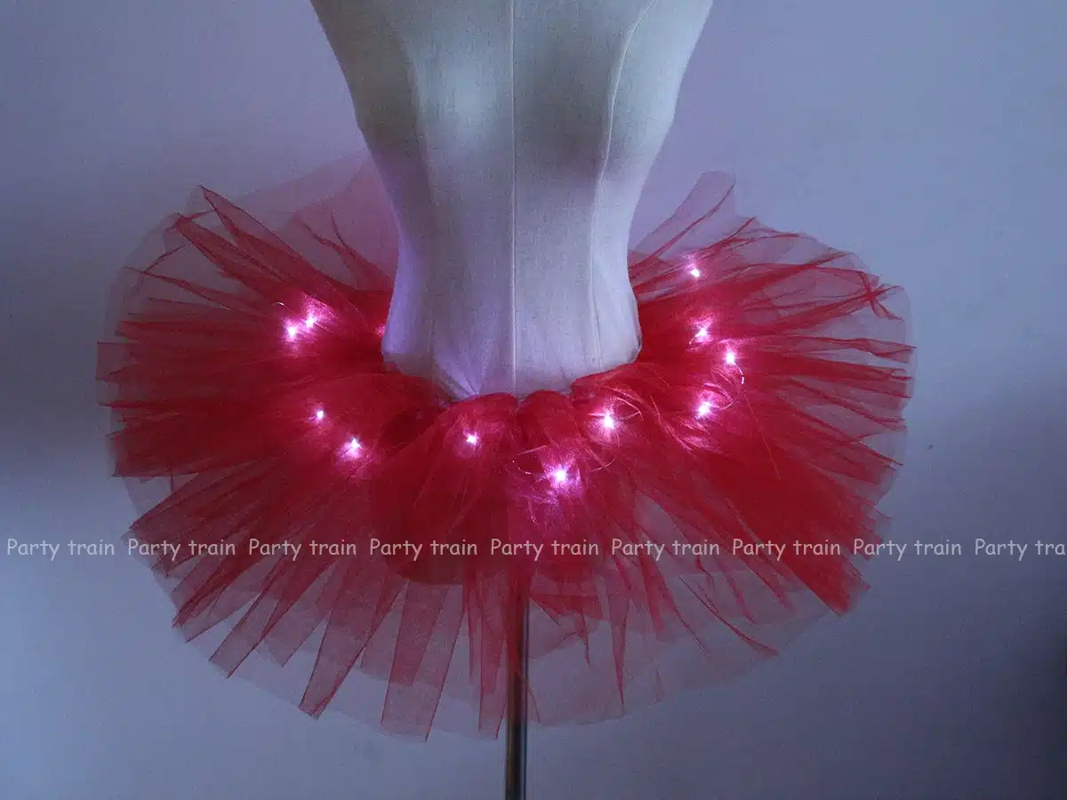 2018 Voile Solid Organza Fashion Dance Led Tutu Mini Skirt Up Neon Fancy Rainbow Costume Adult Light Corset Saia 23