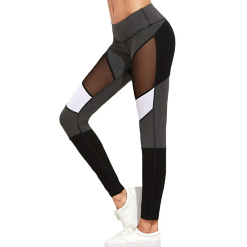Women Fitness Leggings Black Casual Leggins Workout Pants Mesh Patchwork Leggings Mesh Insert Leggings 9