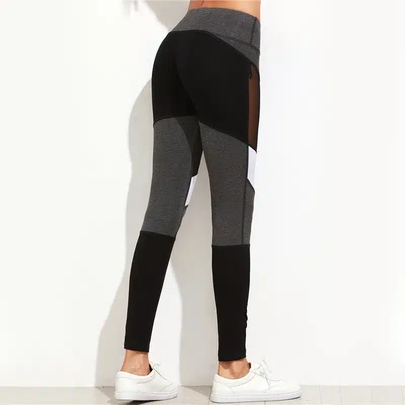 Women Fitness Leggings Black Casual Leggins Workout Pants Mesh Patchwork Leggings Mesh Insert Leggings 11