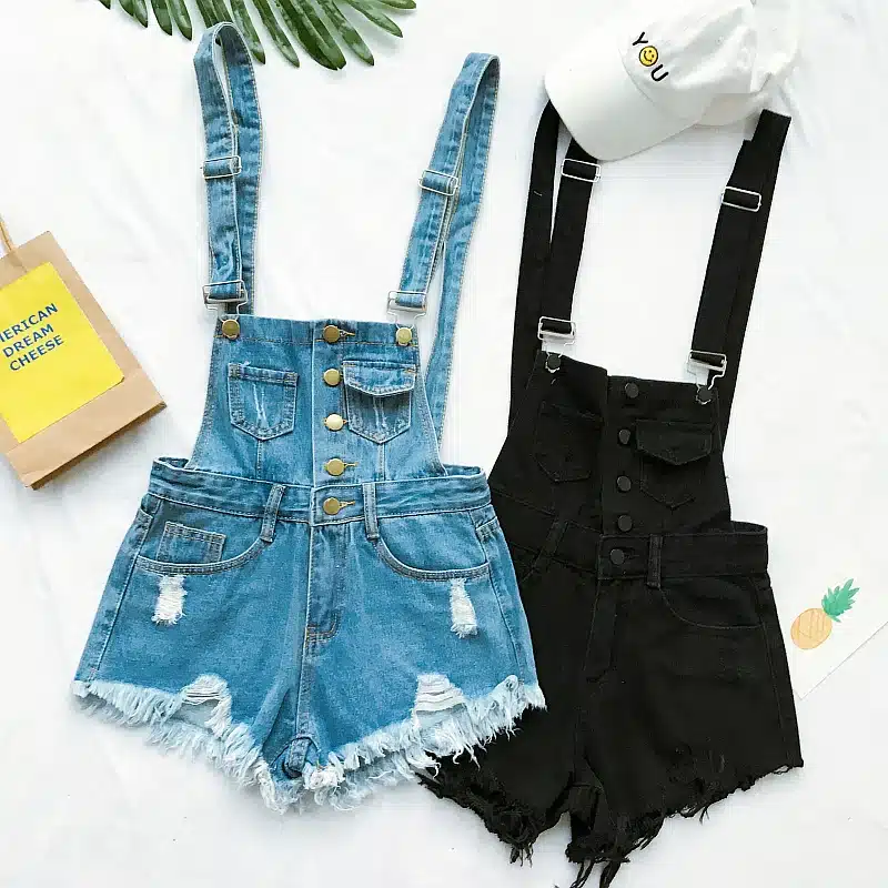 2017 Hot Vogue Women Clothing Denim Playsuits Cotton Strap Rompers Shorts Loose Casual Overalls Shorts Rompers Female Playsuits 10