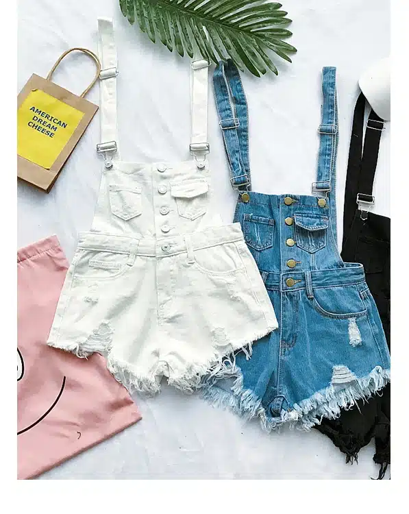 2017 Hot Vogue Women Clothing Denim Playsuits Cotton Strap Rompers Shorts Loose Casual Overalls Shorts Rompers Female Playsuits 12