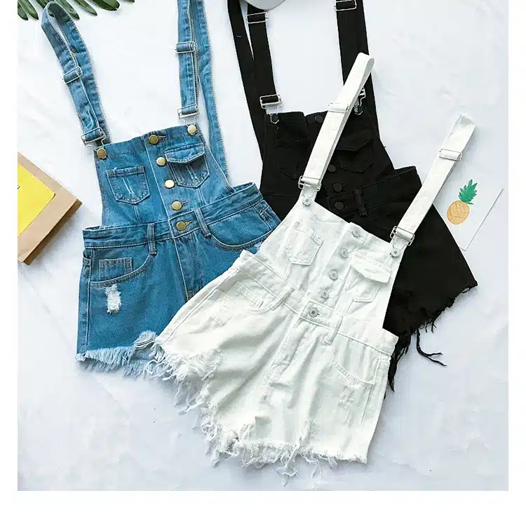 2017 Hot Vogue Women Clothing Denim Playsuits Cotton Strap Rompers Shorts Loose Casual Overalls Shorts Rompers Female Playsuits 13