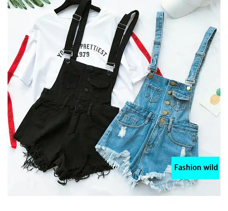 2017 Hot Vogue Women Clothing Denim Playsuits Cotton Strap Rompers Shorts Loose Casual Overalls Shorts Rompers Female Playsuits 14