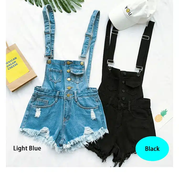 2017 Hot Vogue Women Clothing Denim Playsuits Cotton Strap Rompers Shorts Loose Casual Overalls Shorts Rompers Female Playsuits 15