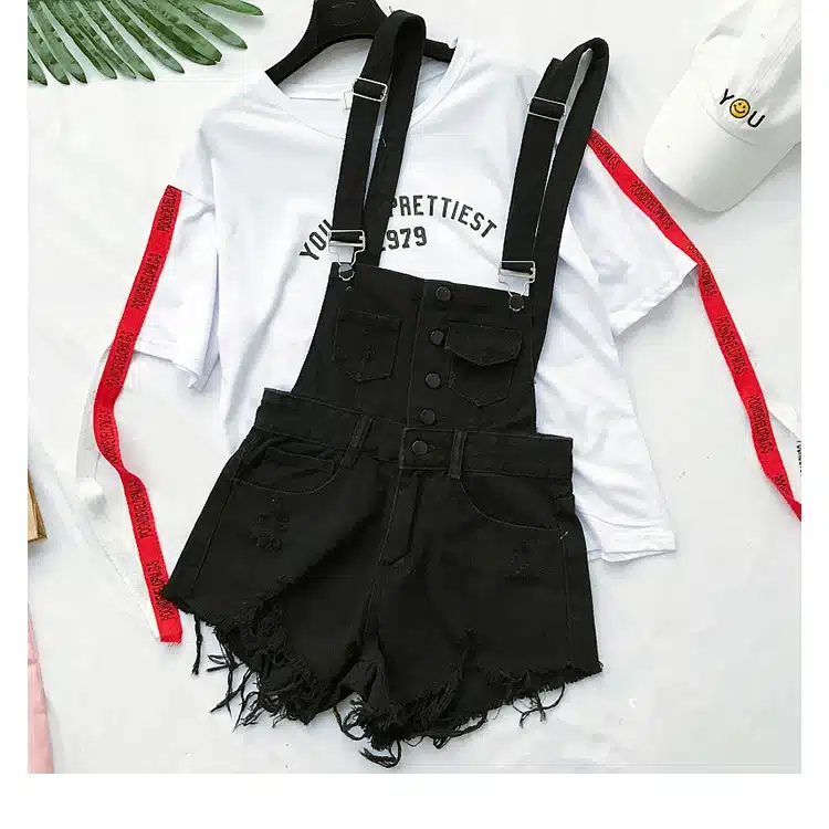 2017 Hot Vogue Women Clothing Denim Playsuits Cotton Strap Rompers Shorts Loose Casual Overalls Shorts Rompers Female Playsuits 17