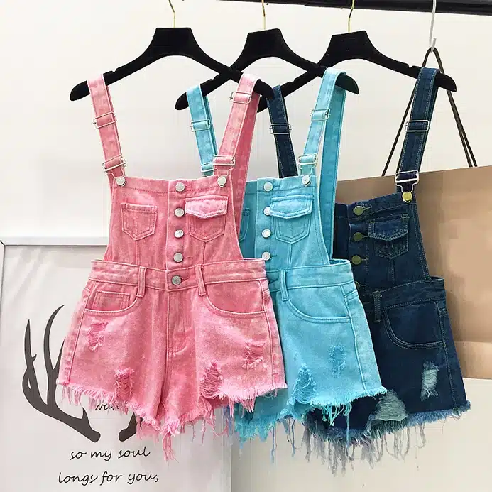2017 New Women Brand Clothing Fashion Denim Playsuits Cotton Strap Rompers Shorts Loose Casual Overalls Shorts Female Playsuits 11