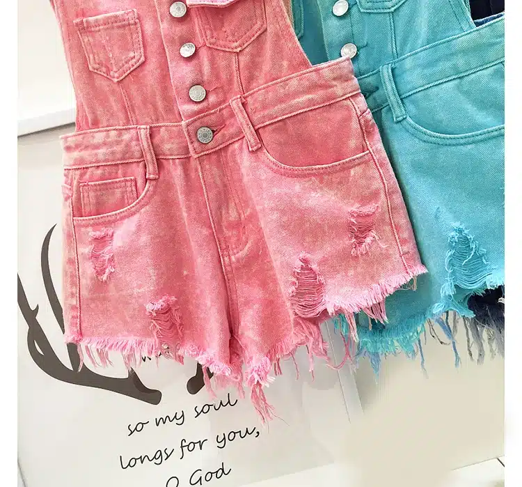 2017 New Women Brand Clothing Fashion Denim Playsuits Cotton Strap Rompers Shorts Loose Casual Overalls Shorts Female Playsuits 19