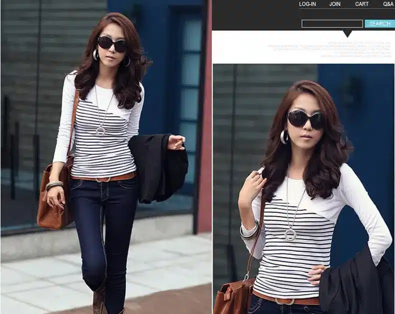 T Shirt Women Clothes 2017 Striped Tshirt Long Sleeve Tops Womens Clothing T-Shirts Cotton Casual Tee Shirt Femme Poleras Mujer 8