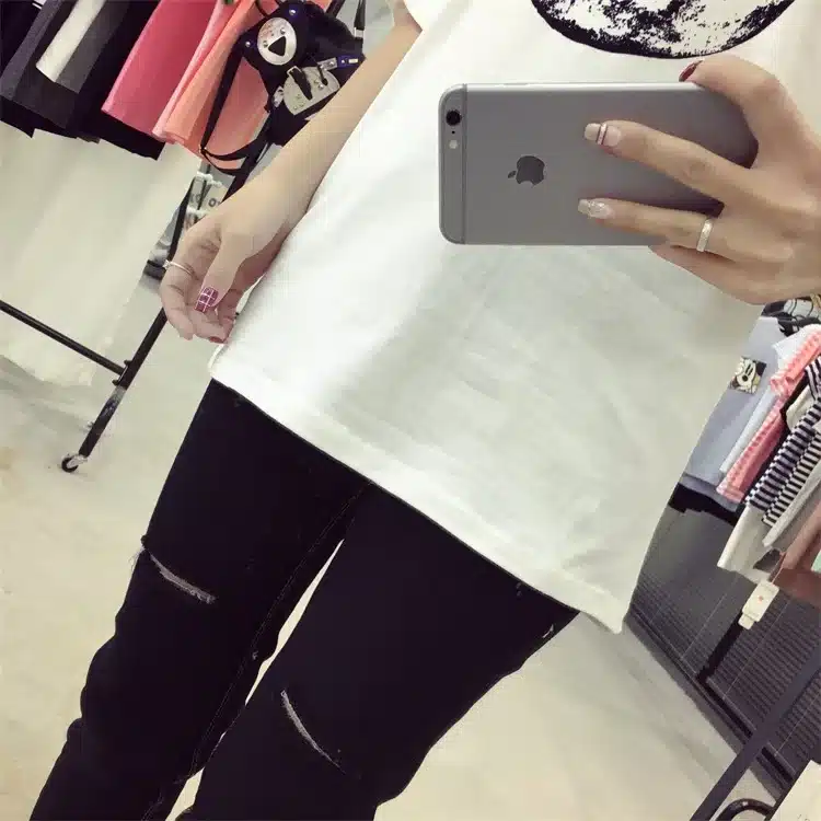 Chic Summer New Personality Planet Moon Printed Loose T Shirts Women Slim Leisure Short Sleeve White T-shirt Female Top M-XXL 17