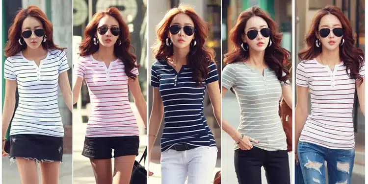 T Shirt femme 2018 Summer Striped T-Shirts Button V-Neck Short Sleeve Womens Clothing Female T-Shirt Women 5xl Plus Size Clothes 12