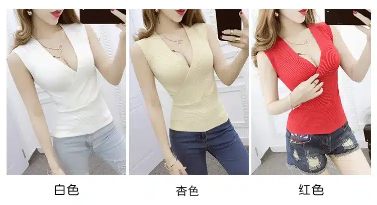 Tank Top vetement femme 11 Colors Fashion Vest Casual Sleeveless Sexy V-Neck Women Summer Korean Knitted Cotton Womens Clothes 2